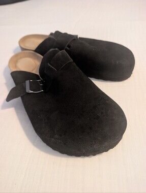 Project Cloud Black Suede Slip-On Clogs with Buckle Men's Size 9.5